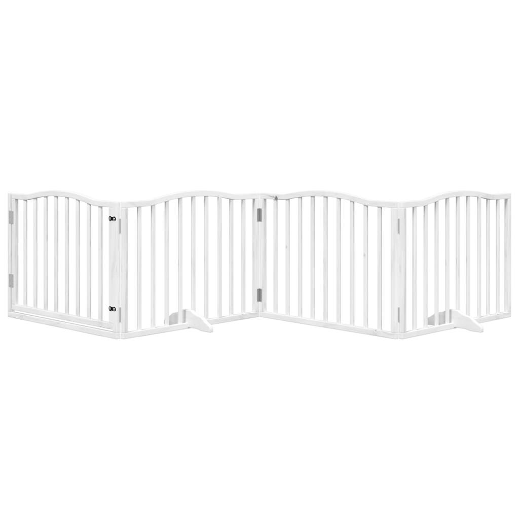 vidaXL Składana bramka dla psa, z drzwiami, 4 panele, biała, 320 cm