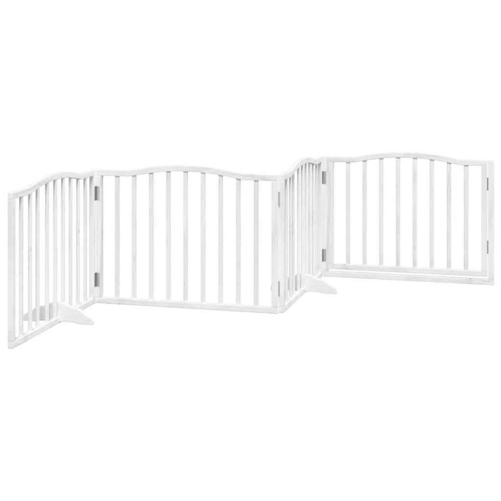 vidaXL Składana bramka dla psa, z drzwiami, 4 panele, biała, 320 cm