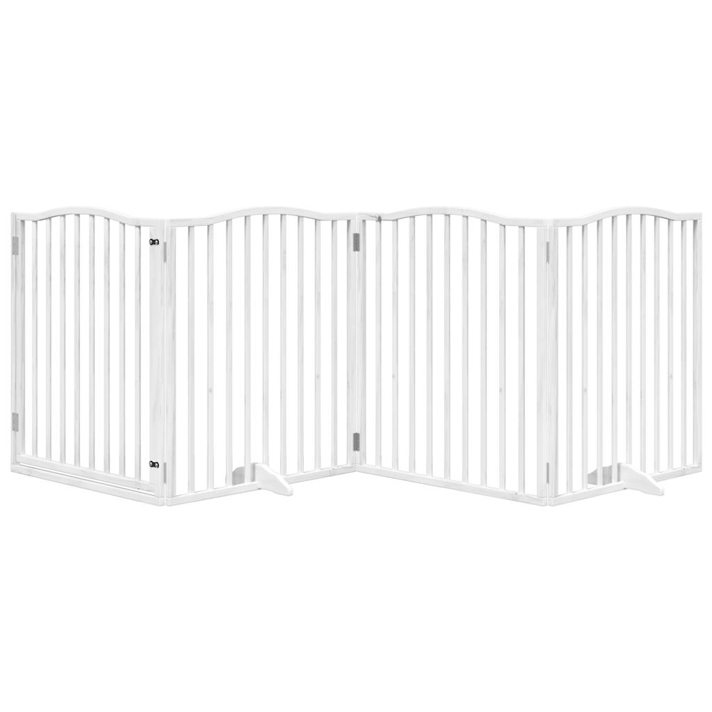 vidaXL Składana bramka dla psa, z drzwiami, 4 panele, biała, 320 cm