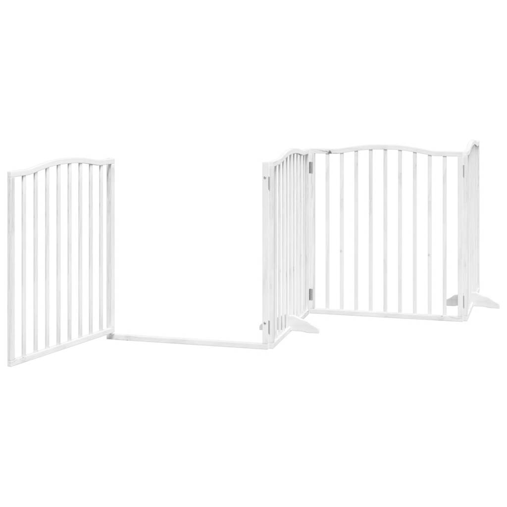 vidaXL Składana bramka dla psa, z drzwiami, 4 panele, biała, 320 cm