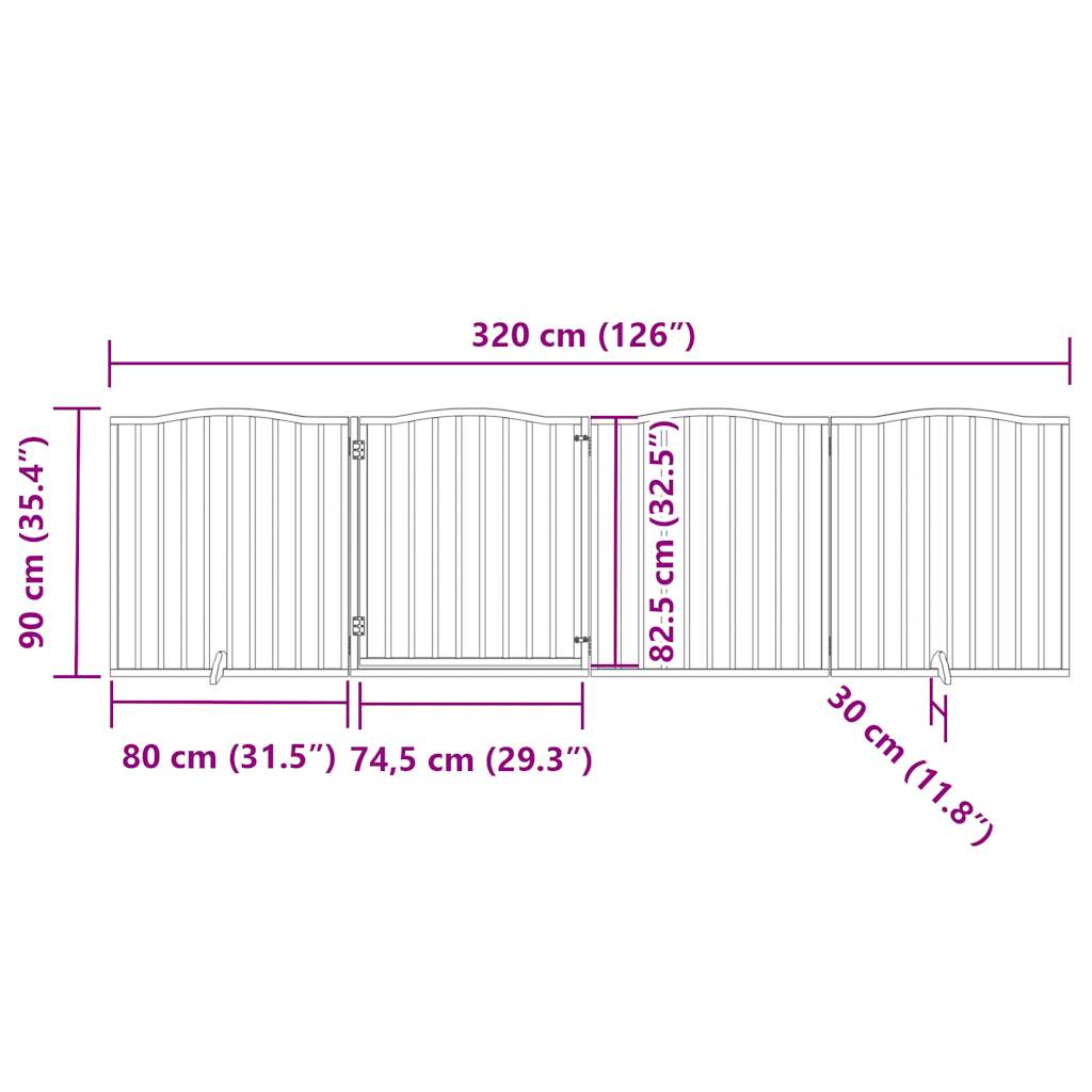 vidaXL Składana bramka dla psa, z drzwiami, 4 panele, biała, 320 cm