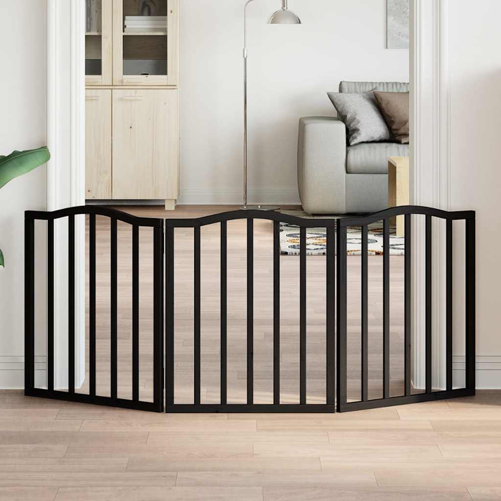 vidaXL Składana bramka dla psa, 3 panele, czarna, 150 cm