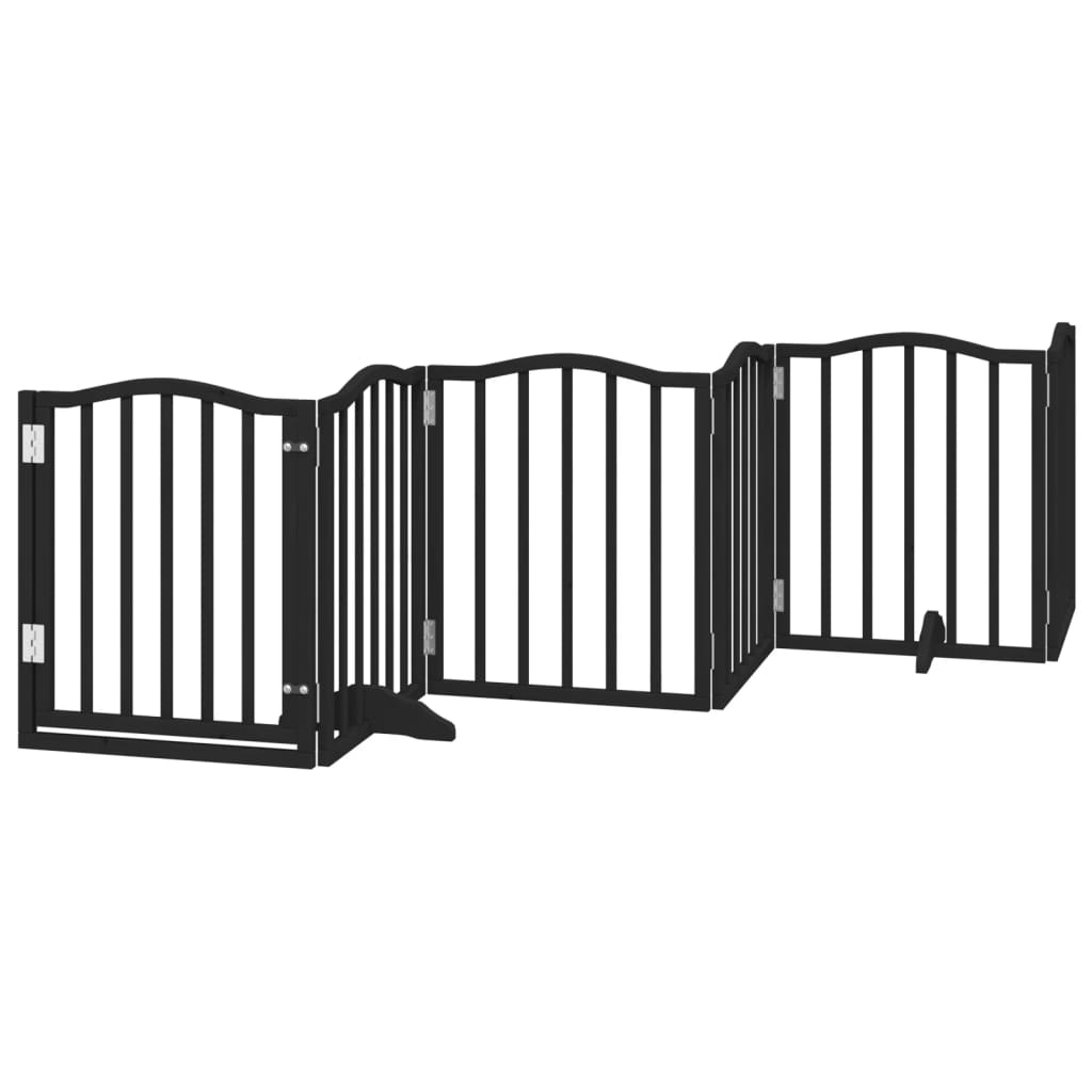 vidaXL Składana bramka dla psa, z drzwiami, 6 paneli, czarna, 300 cm