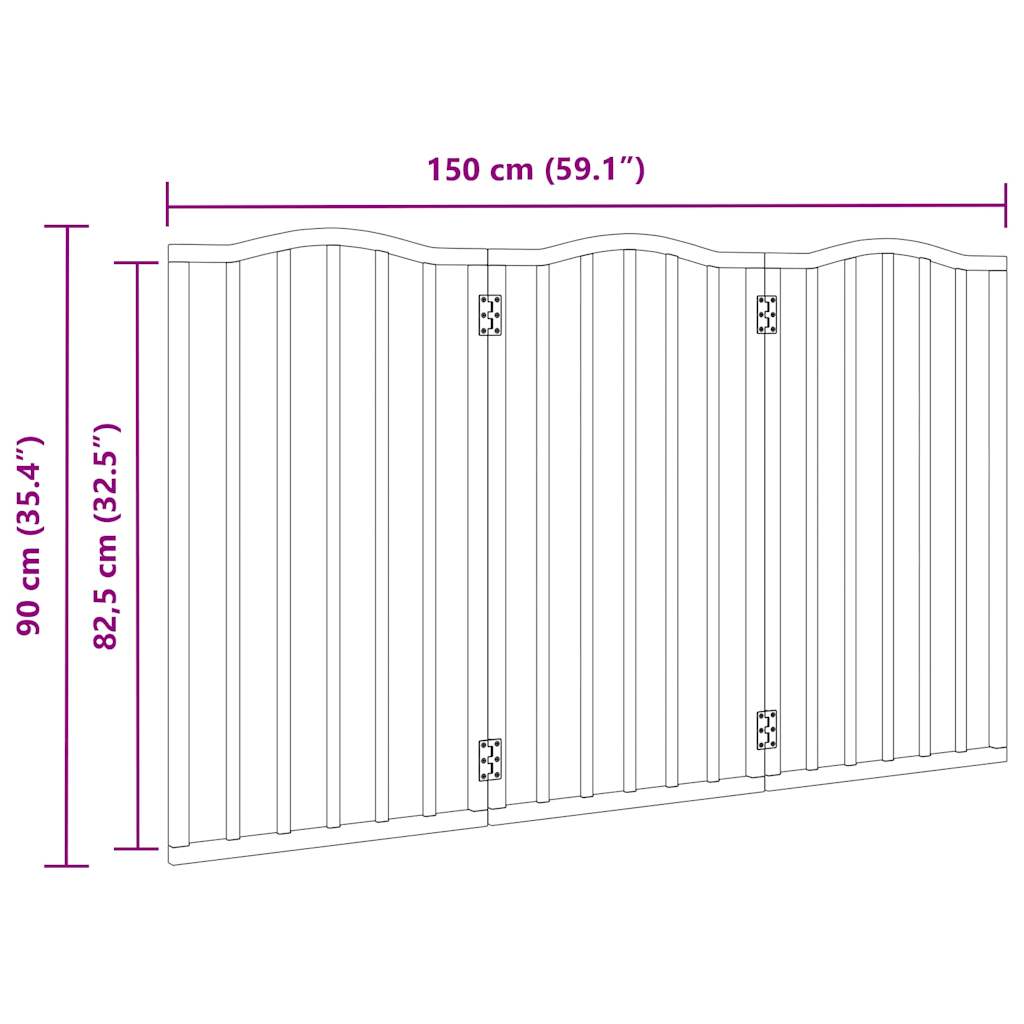 vidaXL Składana bramka dla psa, 3 panele, czarna, 150 cm