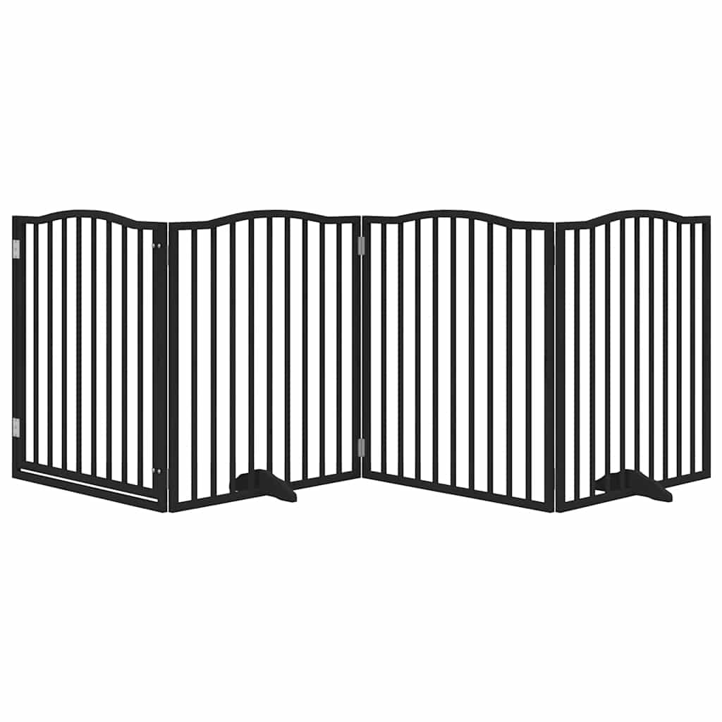 vidaXL Składana bramka dla psa, z drzwiami, 4 panele, czarna, 320 cm