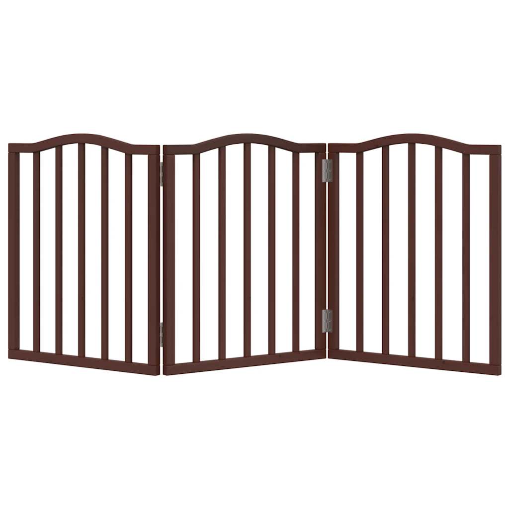 vidaXL Składana bramka dla psa, 3 panele, brązowy dąb, 150 cm