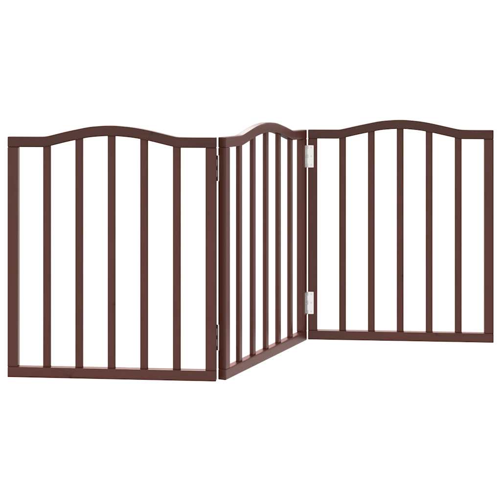 vidaXL Składana bramka dla psa, 3 panele, brązowy dąb, 150 cm