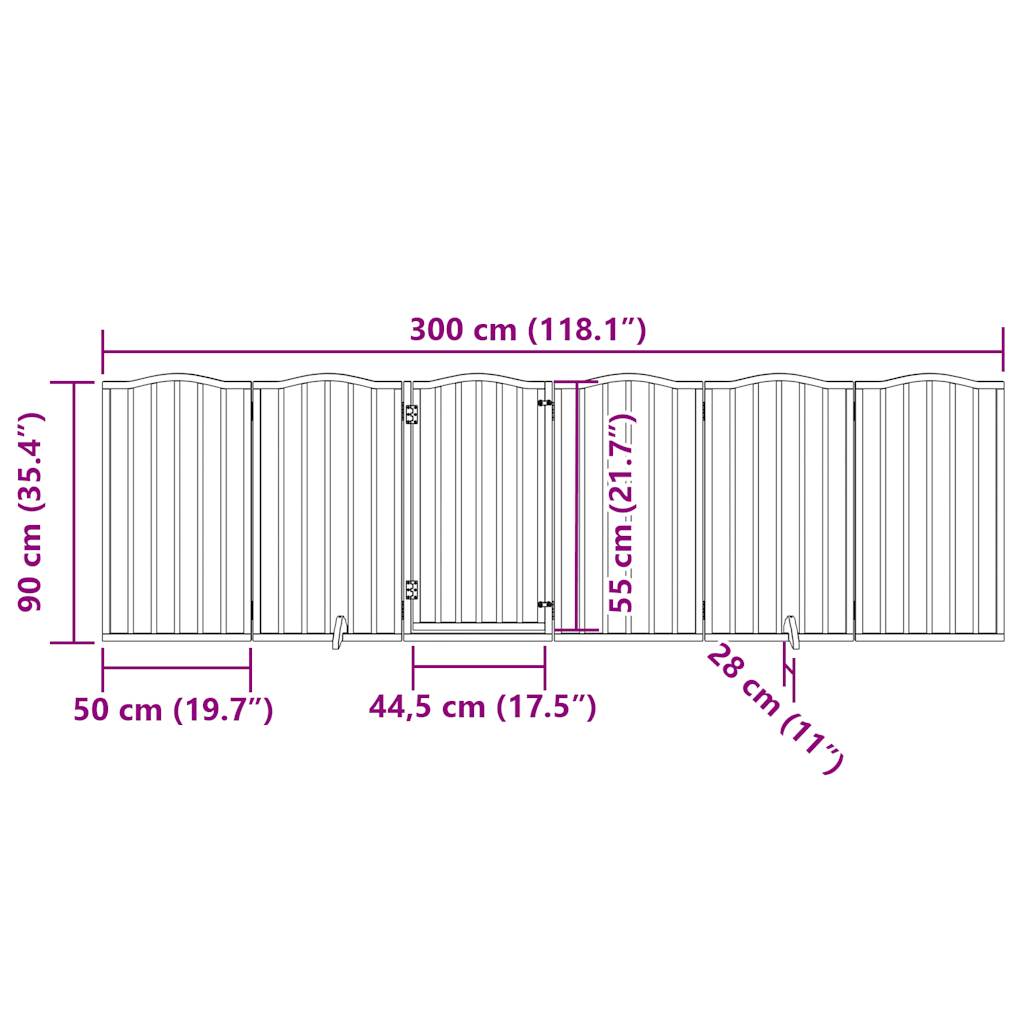 vidaXL Składana bramka dla psa, z drzwiami, 6 paneli, brąz, 300 cm