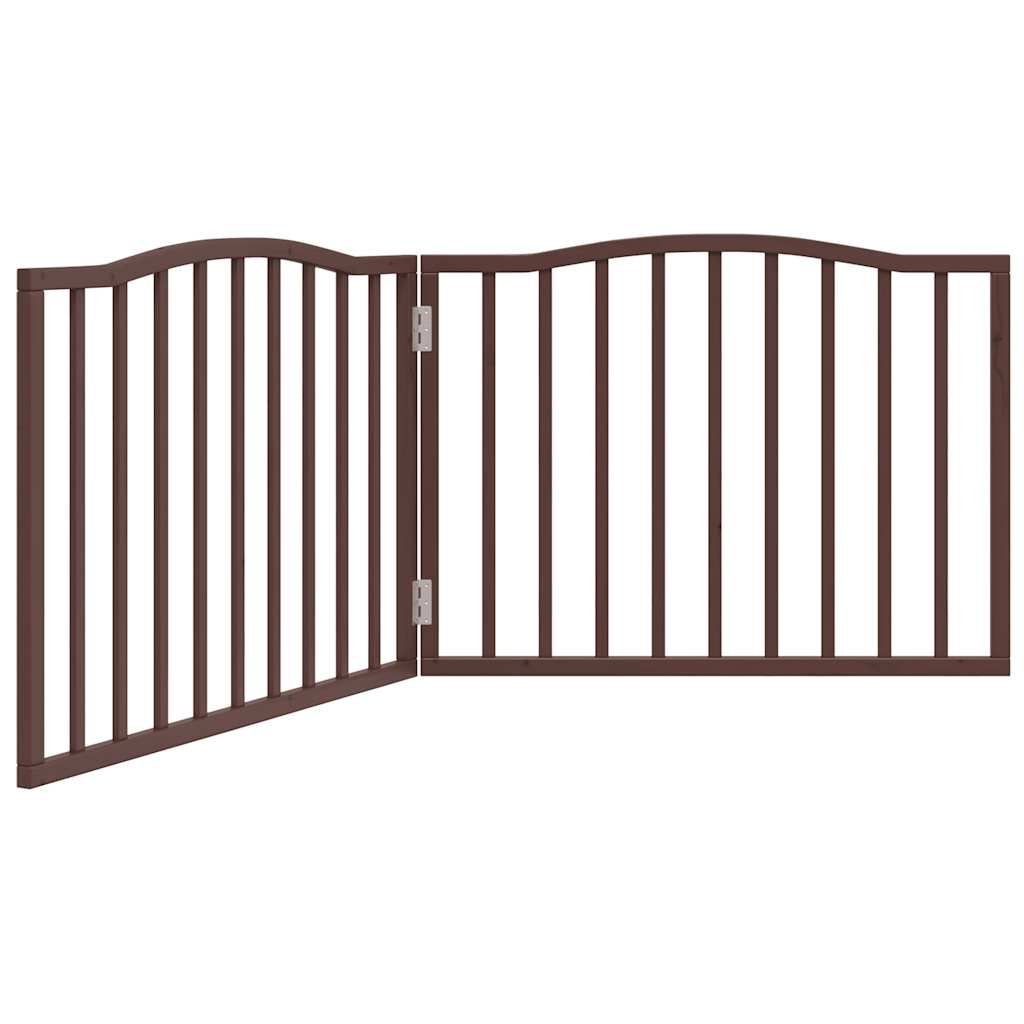 vidaXL Składana bramka dla psa, 2 panele, brązowy dąb, 160 cm, drewno