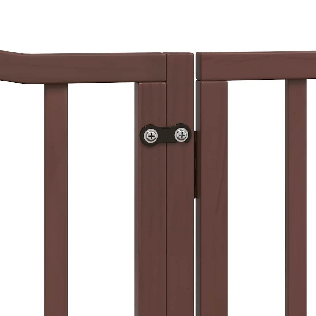 vidaXL Składana bramka dla psa, z drzwiami, 4 panele, brązowa, 320 cm