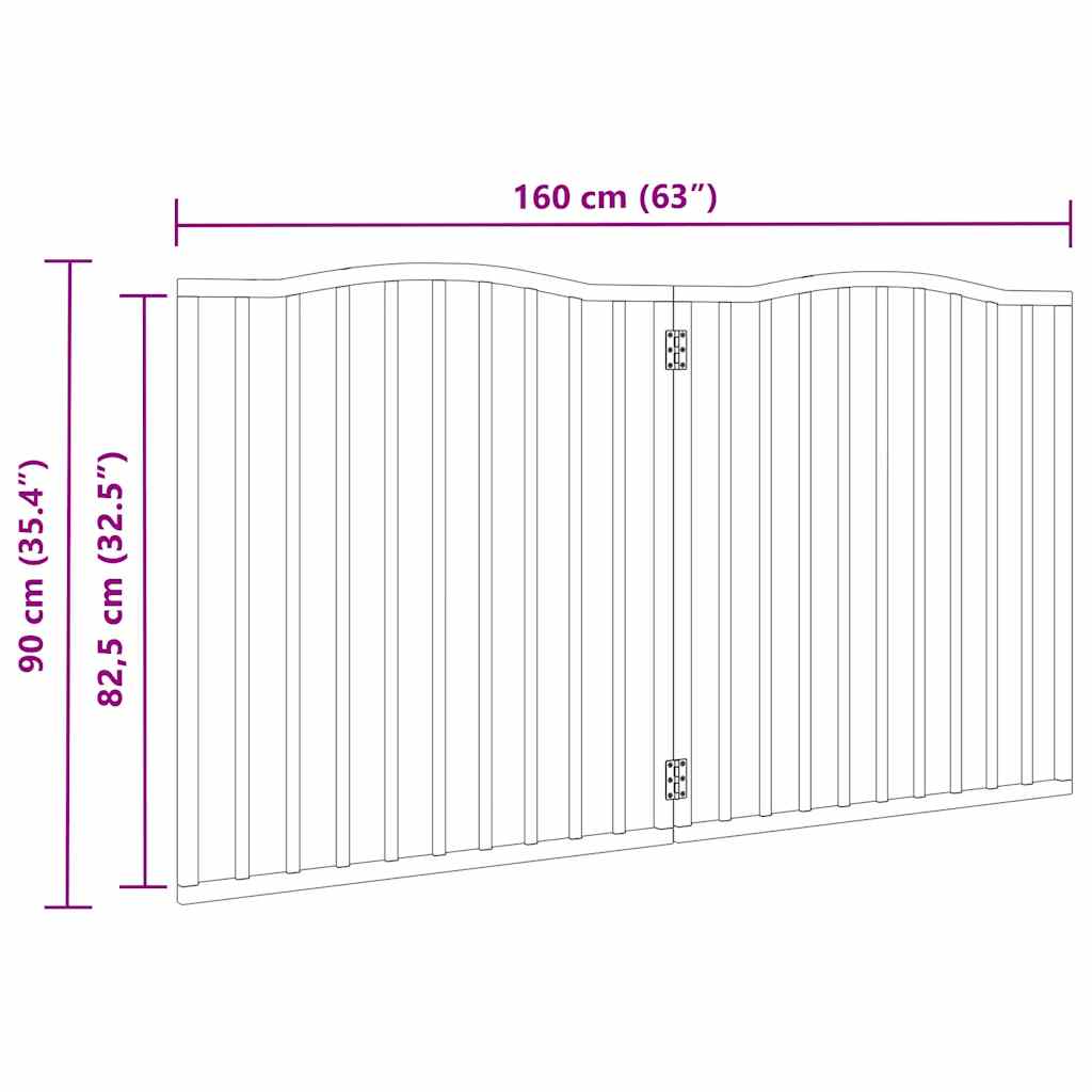vidaXL Składana bramka dla psa, 2 panele, brązowy dąb, 160 cm, drewno