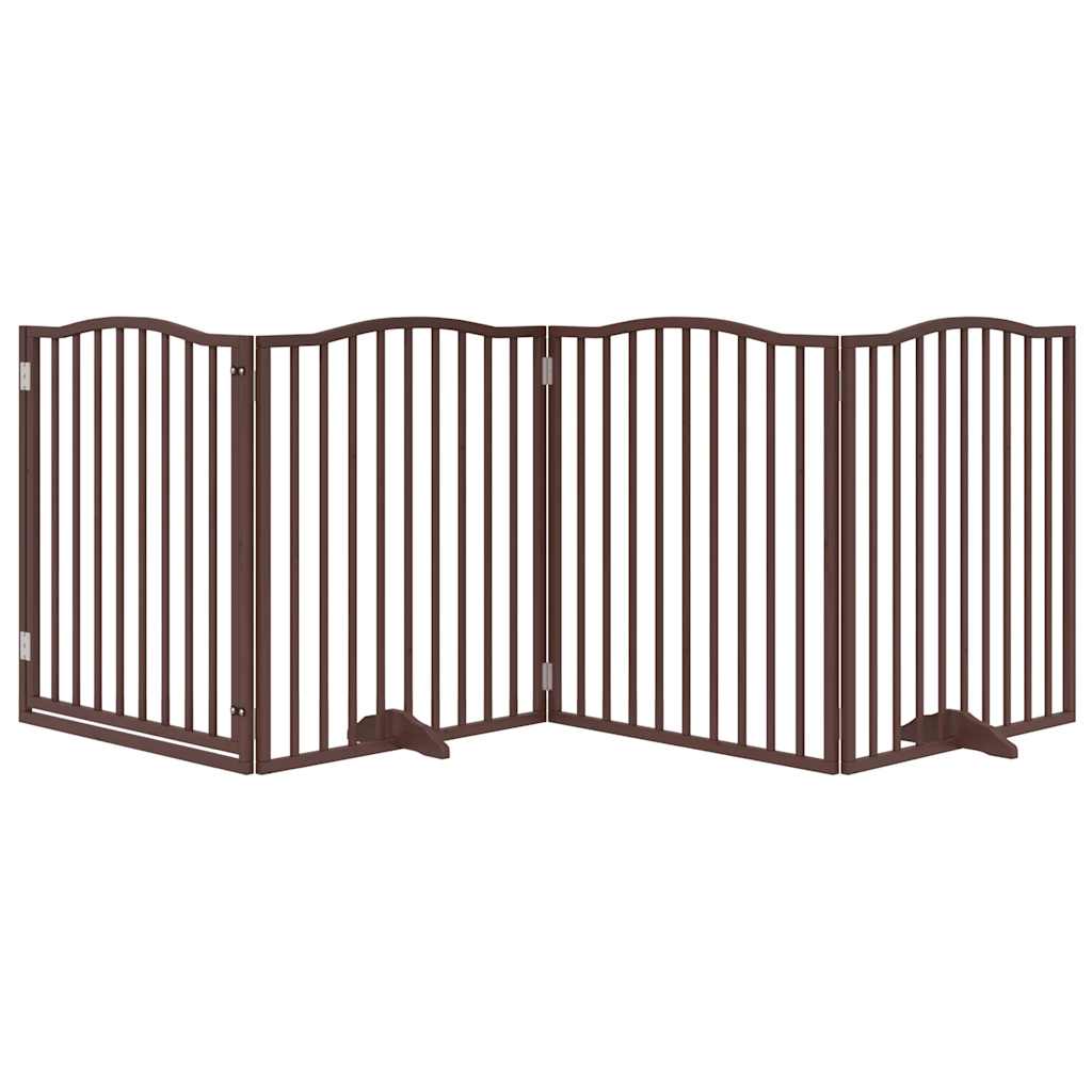 vidaXL Składana bramka dla psa, z drzwiami, 4 panele, brązowa, 320 cm