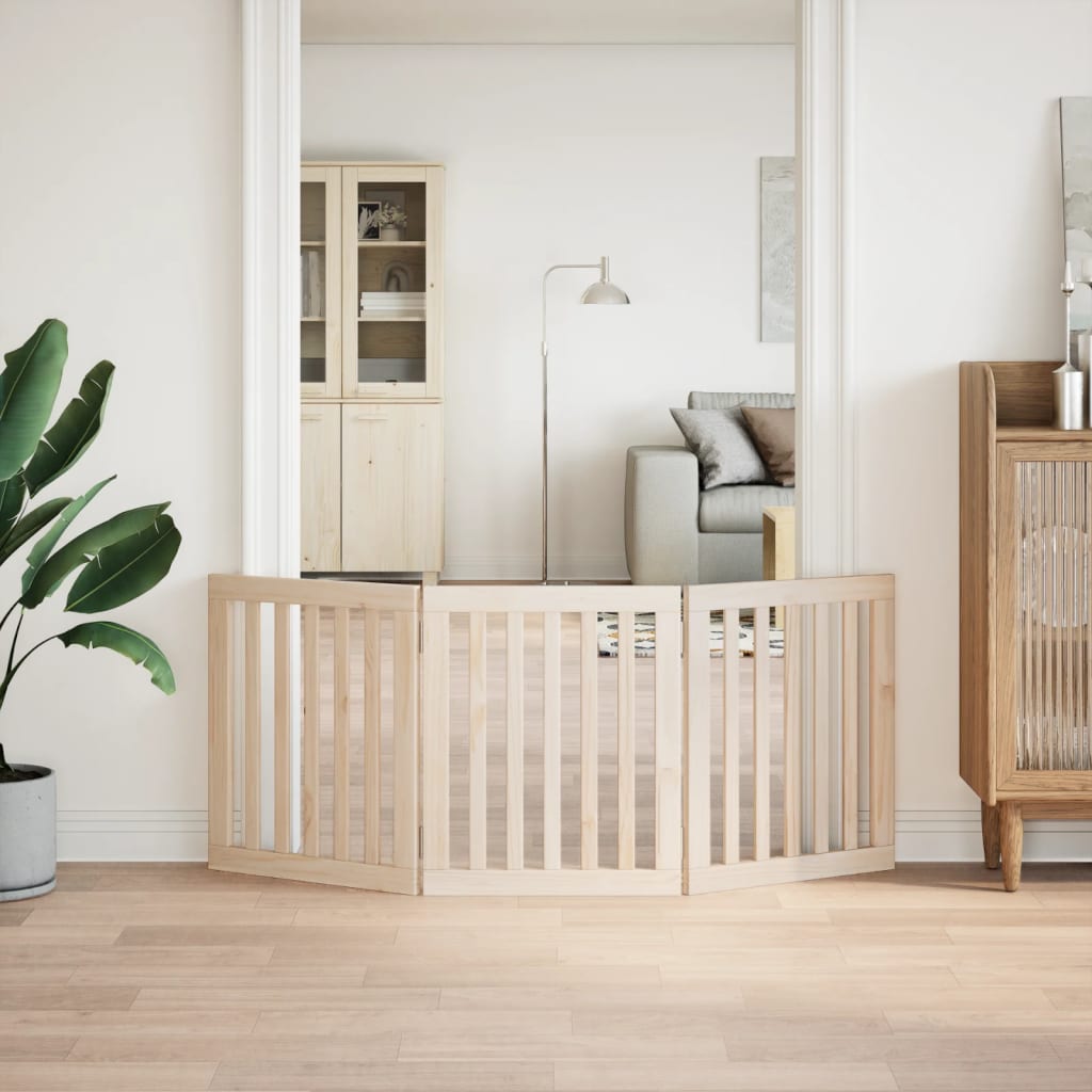 vidaXL Bramka dla psa składana 3 panele 150 cm drewno topolowe