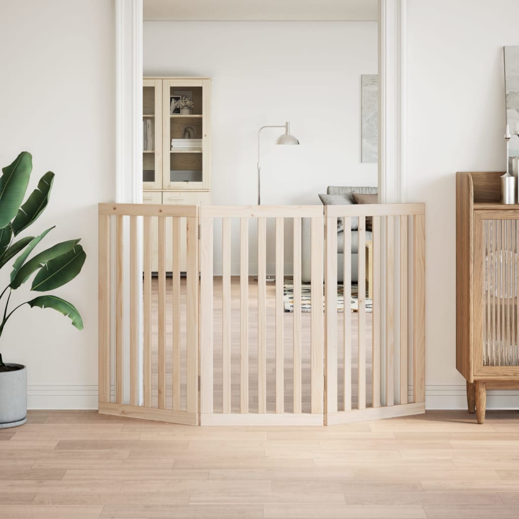 vidaXL Bramka dla psa składana 3 panele 150 cm drewno topolowe