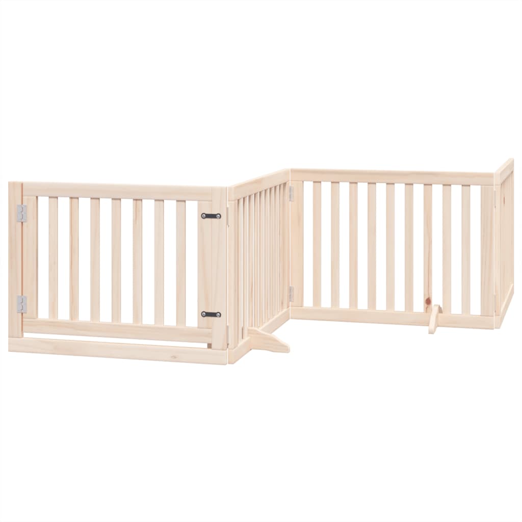 vidaXL Bramka dla psa z drzwiami składana 4 panele 320 cm drewno topolowe