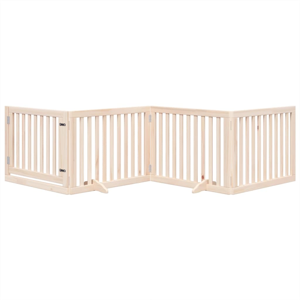 vidaXL Bramka dla psa z drzwiami składana 4 panele 320 cm drewno topolowe