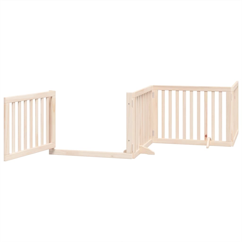 vidaXL Bramka dla psa z drzwiami składana 4 panele 320 cm drewno topolowe