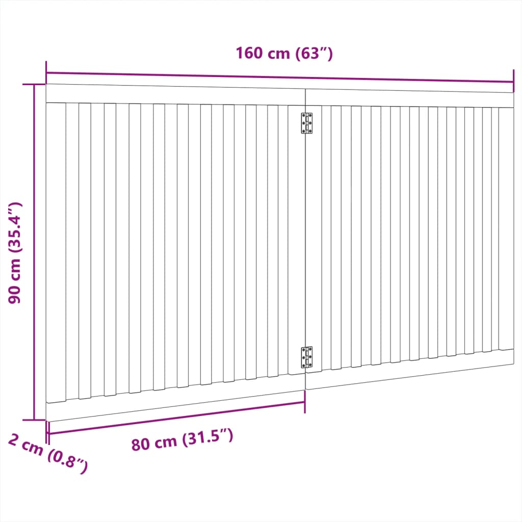 vidaXL Składana bramka zabezpieczająca dla psa, 2 panele, 160 cm
