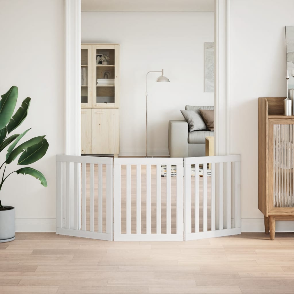 vidaXL Składana bramka zabezpieczająca dla psa, 3 panele, biała, 150cm