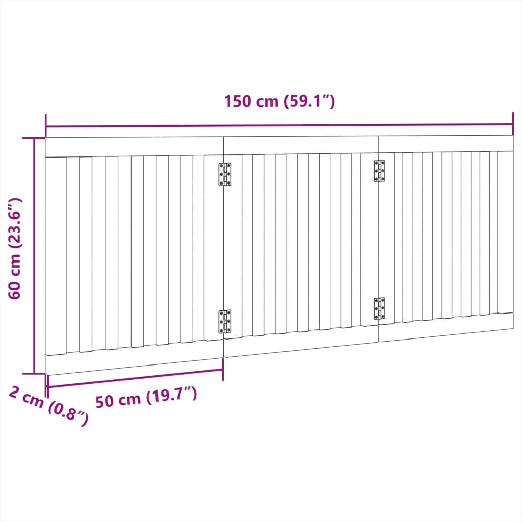 vidaXL Składana bramka zabezpieczająca dla psa, 3 panele, biała, 150cm