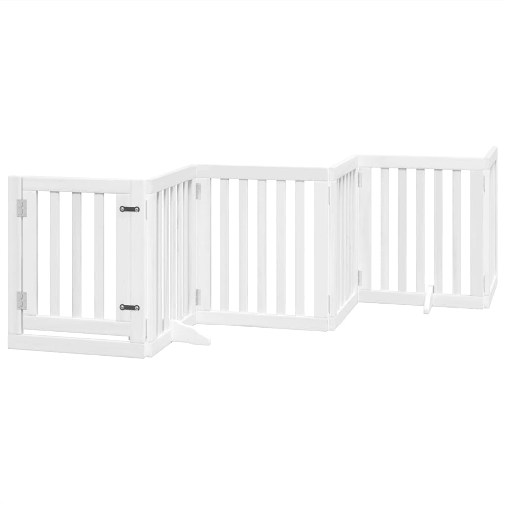vidaXL Składana bramka dla psa, z drzwiami, 6 paneli, biała, 300 cm