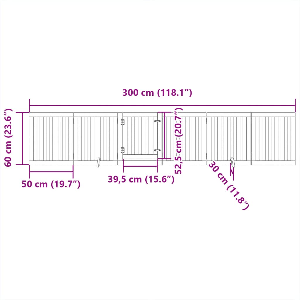vidaXL Składana bramka dla psa, z drzwiami, 6 paneli, biała, 300 cm