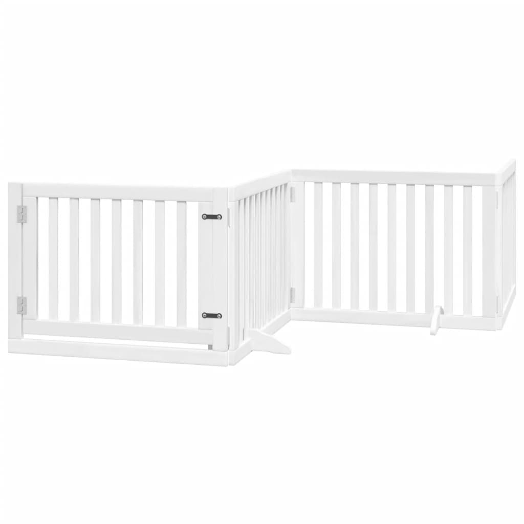 vidaXL Składana bramka dla psa, z drzwiami, 4 panele, biała, 320 cm