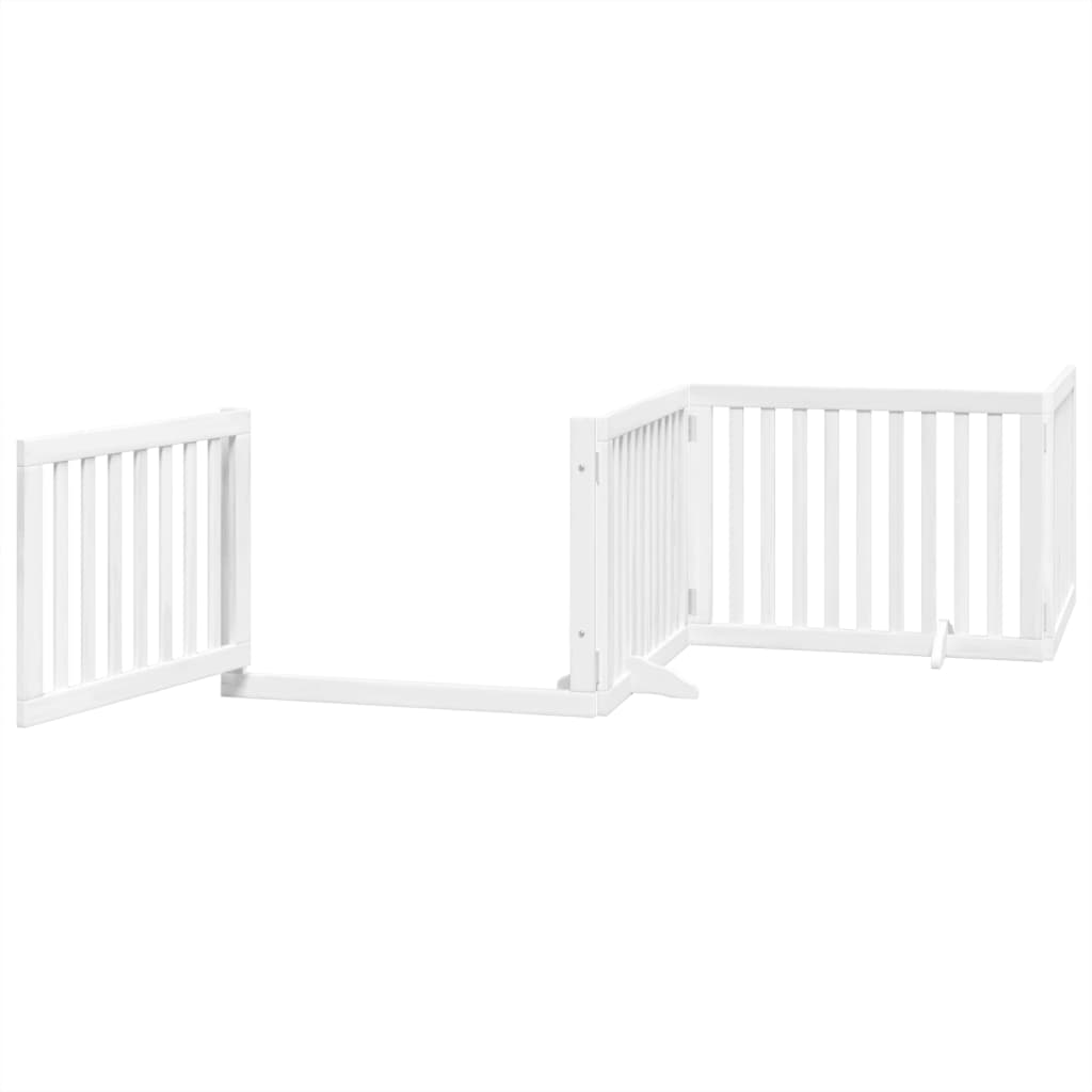 vidaXL Składana bramka dla psa, z drzwiami, 4 panele, biała, 320 cm