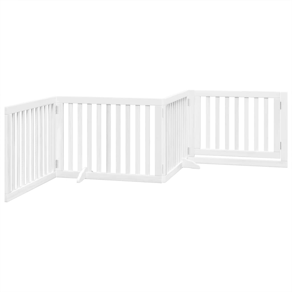 vidaXL Składana bramka dla psa, z drzwiami, 4 panele, biała, 320 cm