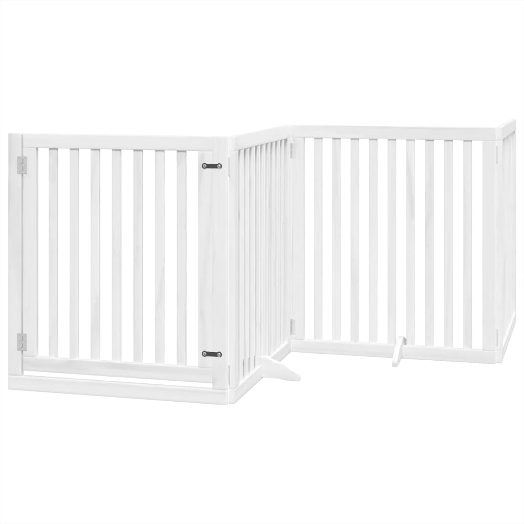 vidaXL Składana bramka dla psa, z drzwiami, 4 panele, biała, 320 cm