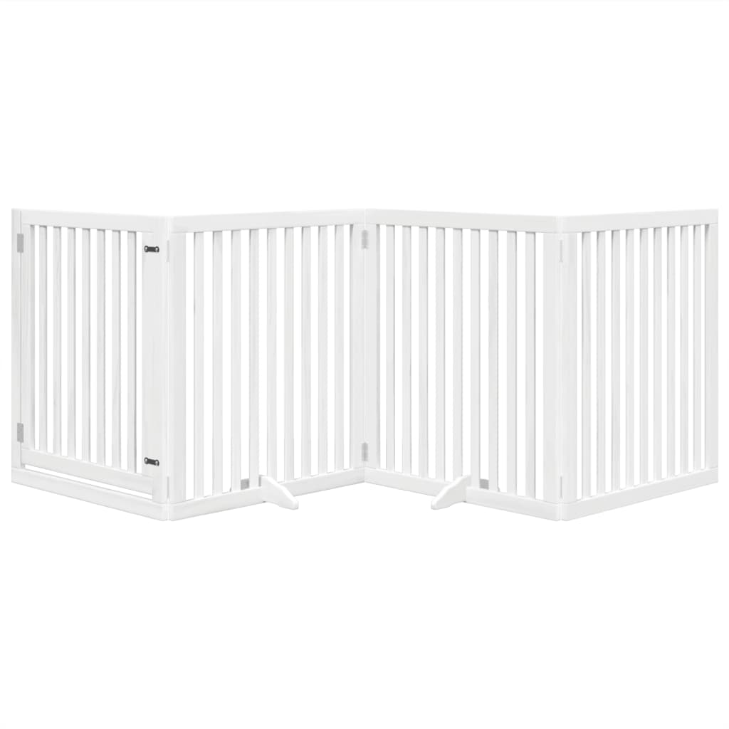vidaXL Składana bramka dla psa, z drzwiami, 4 panele, biała, 320 cm
