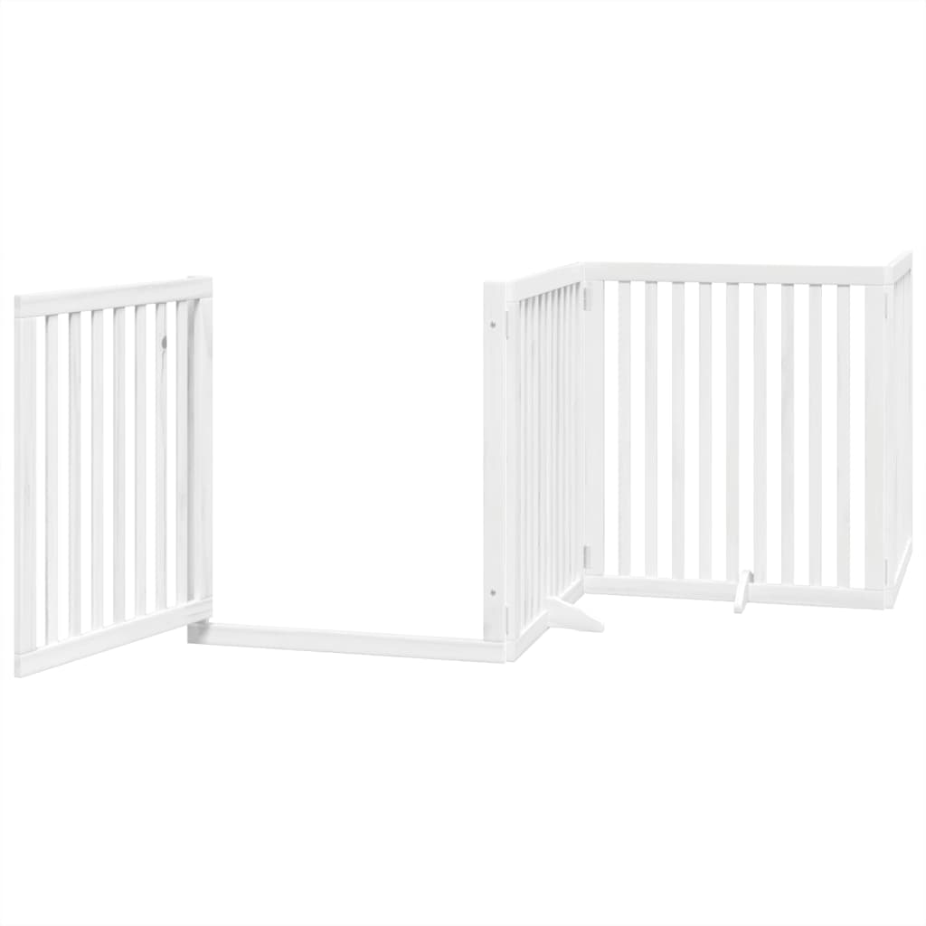 vidaXL Składana bramka dla psa, z drzwiami, 4 panele, biała, 320 cm
