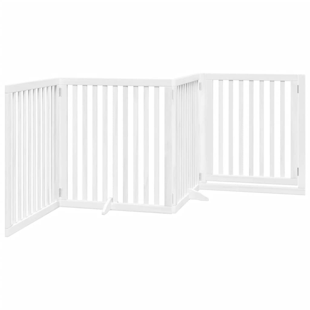 vidaXL Składana bramka dla psa, z drzwiami, 4 panele, biała, 320 cm