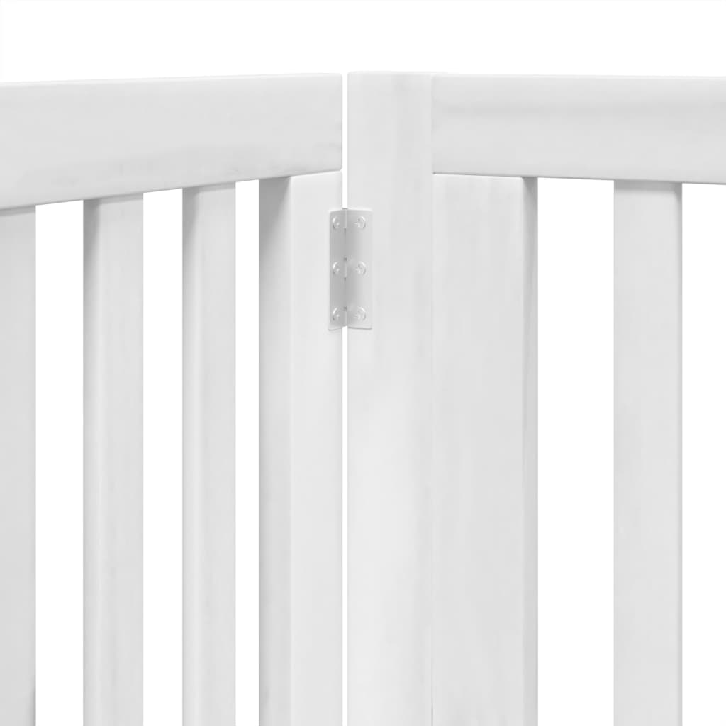 vidaXL Składana bramka dla psa, z drzwiami, 4 panele, biała, 320 cm