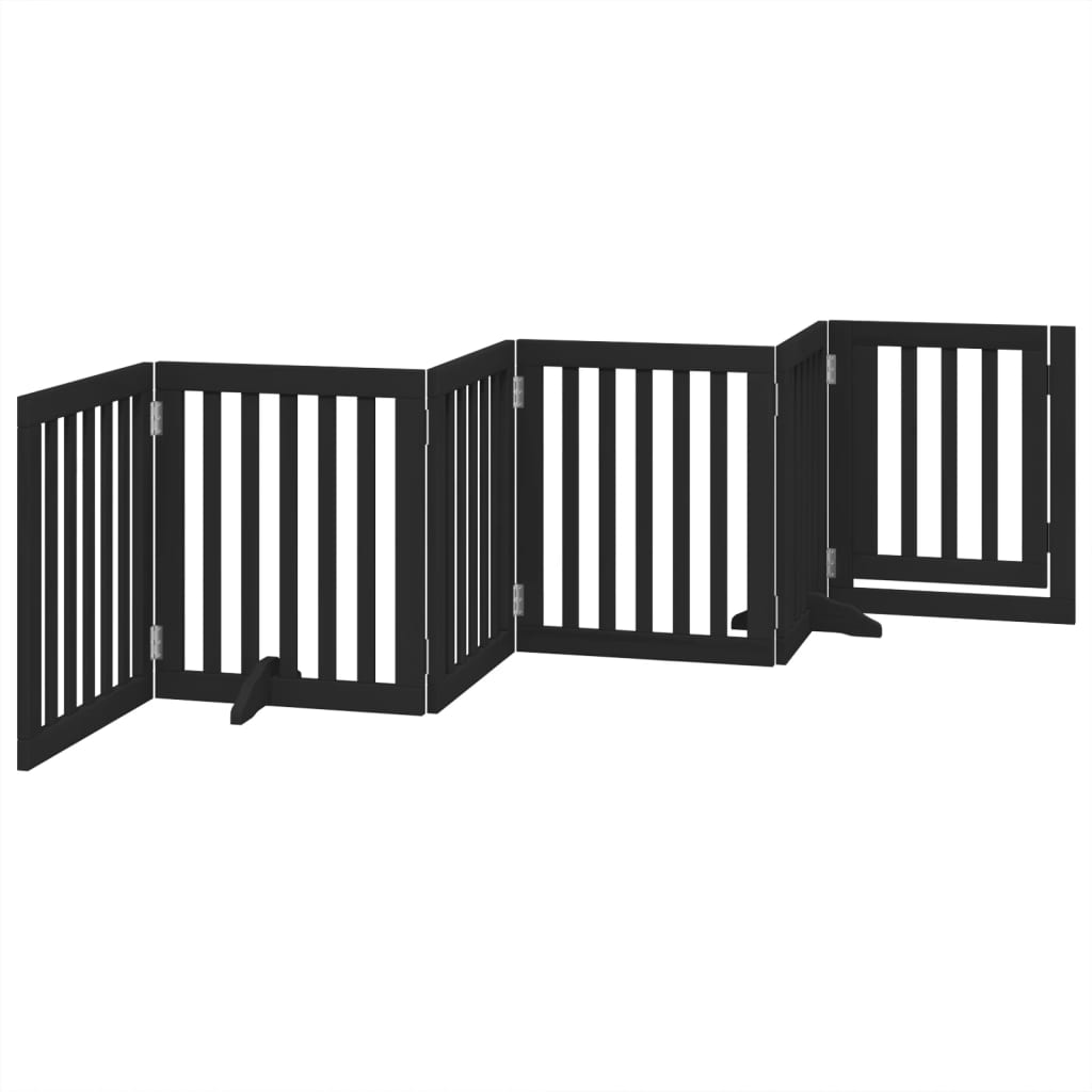 vidaXL Składana bramka dla psa, z drzwiami, 6 paneli, czarna, 300 cm