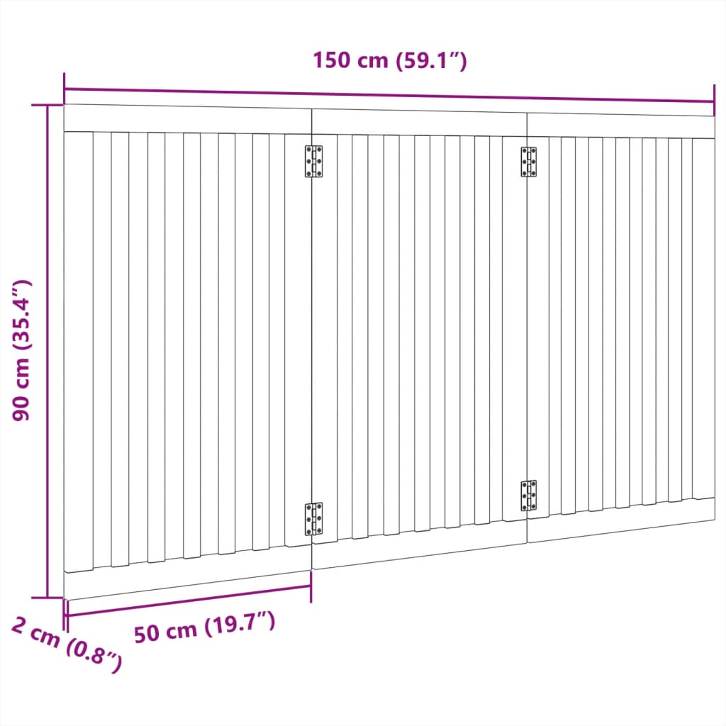 vidaXL Składana bramka dla psa, 3 panele, czarna, 150 cm