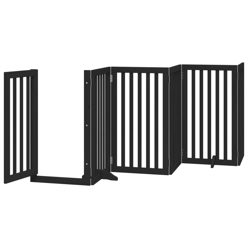 vidaXL Składana bramka dla psa, z drzwiami, 6 paneli, czarna, 300 cm