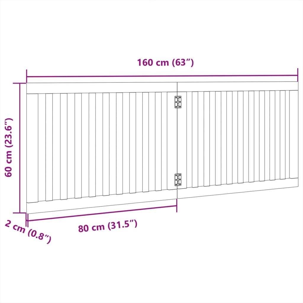 vidaXL Składana bramka dla psa, 2 panele, czarna, 160 cm