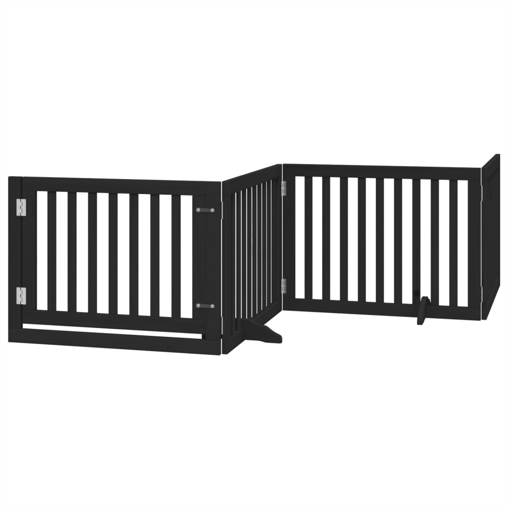 vidaXL Składana bramka dla psa, z drzwiami, 4 panele, czarna, 320 cm