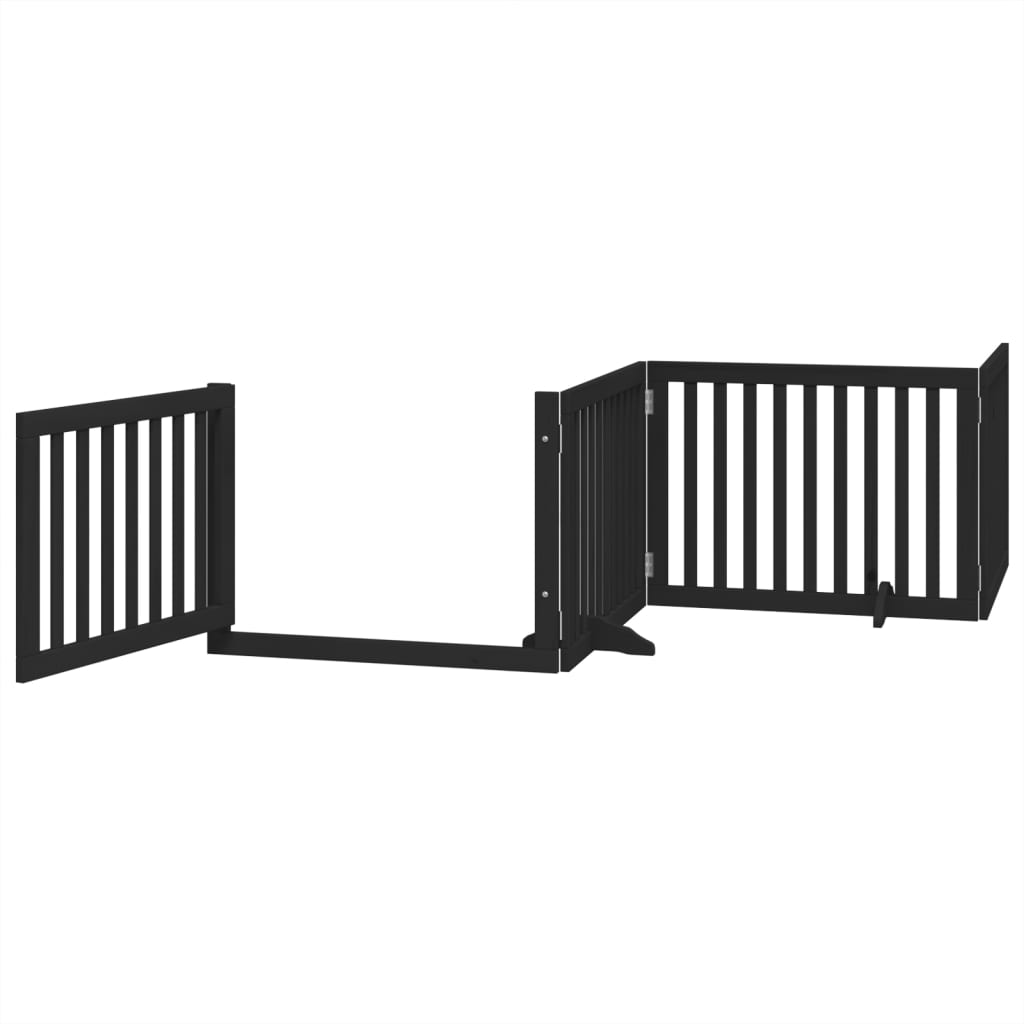 vidaXL Składana bramka dla psa, z drzwiami, 4 panele, czarna, 320 cm