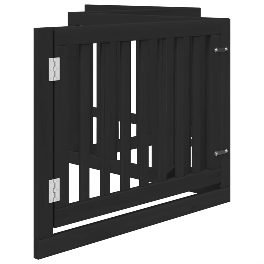 vidaXL Składana bramka dla psa, z drzwiami, 4 panele, czarna, 320 cm
