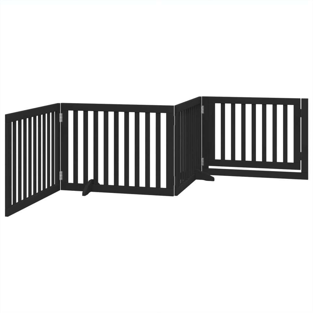 vidaXL Składana bramka dla psa, z drzwiami, 4 panele, czarna, 320 cm