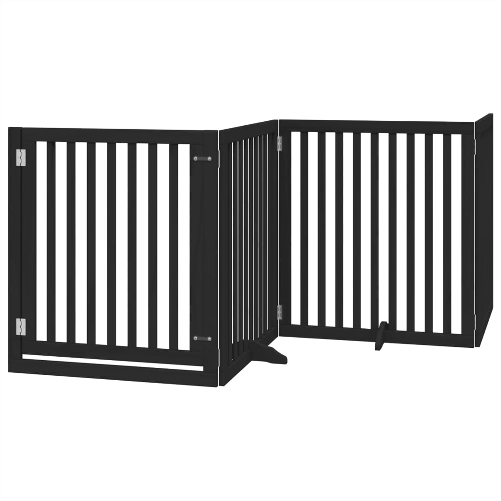 vidaXL Składana bramka dla psa, z drzwiami, 4 panele, czarna, 320 cm