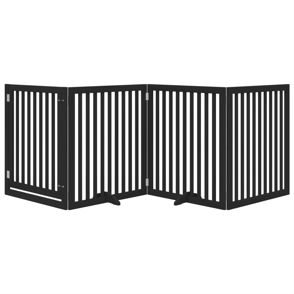 vidaXL Składana bramka dla psa, z drzwiami, 4 panele, czarna, 320 cm