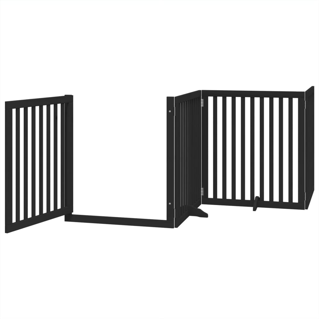 vidaXL Składana bramka dla psa, z drzwiami, 4 panele, czarna, 320 cm
