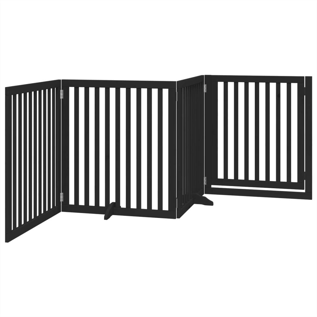 vidaXL Składana bramka dla psa, z drzwiami, 4 panele, czarna, 320 cm
