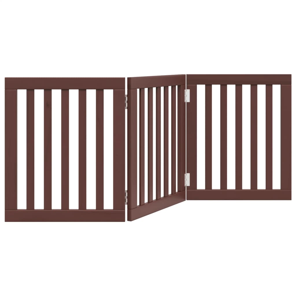 vidaXL Składana bramka dla psa, 3 panele, brąz, 150 cm