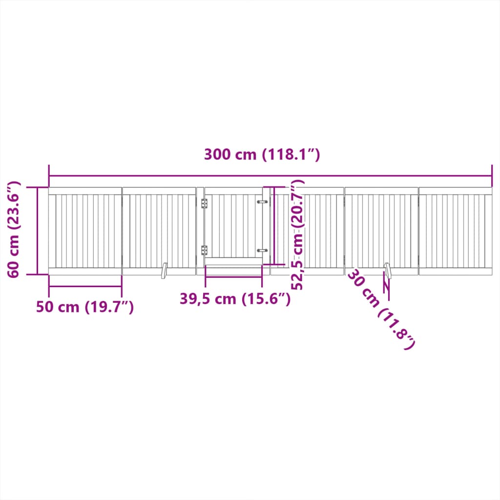 vidaXL Składana bramka dla psa, z drzwiami, 6 paneli, brąz, 300 cm