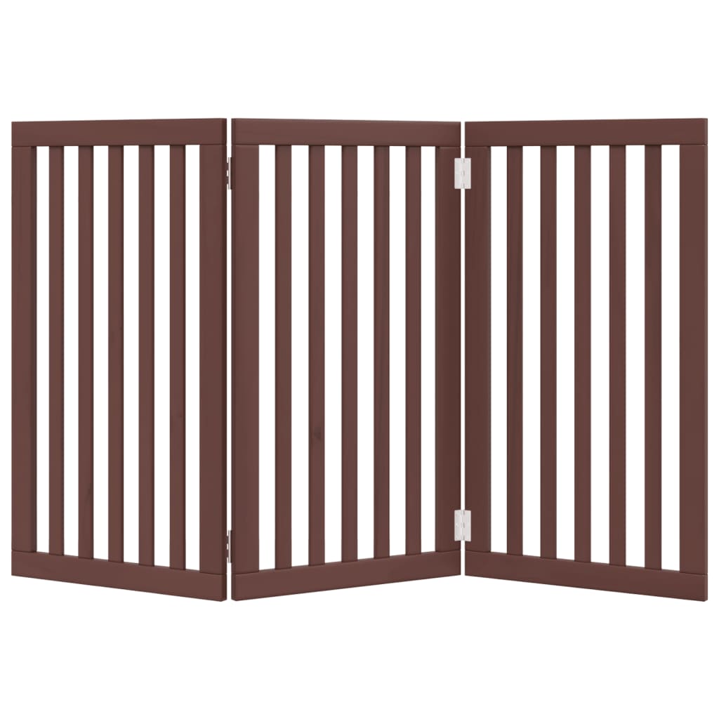vidaXL Składana bramka dla psa, 3 panele, brąz, 150 cm
