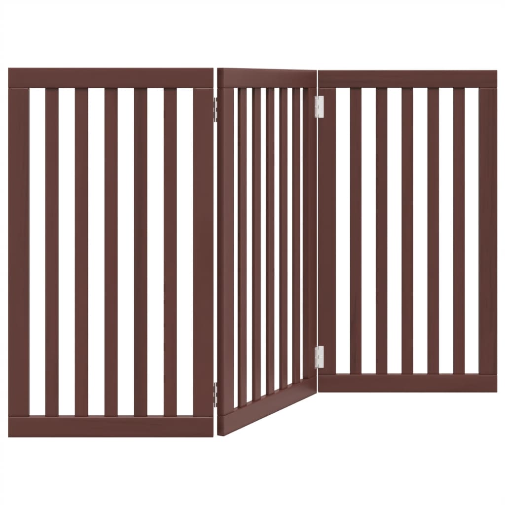 vidaXL Składana bramka dla psa, 3 panele, brąz, 150 cm
